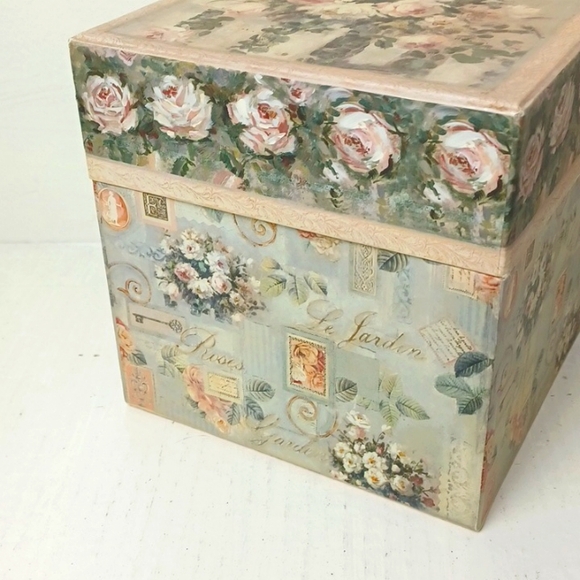 Bob's Boxes Decorative Victorian Garden Graphic Stoage Box/Bin 7" X 7" X 7" EUC - Picture 3 of 10